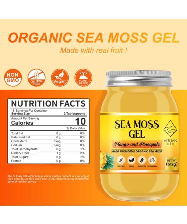Mango & Pineapple Sea Moss Gel (500G) by ArganSea | Natural and Organic Made with Fresh Wildcrafted Irish Sea Moss from St Lucia | Dr Sebi Approved | 92 Vitamins Immune Boost Superfood - Buy Online on GoSupps.com