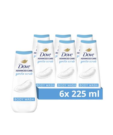 Dove Advanced Care Gentle Scrub Body Wash Body Cleanser shower gel with exfoliating minerals for instantly lotion-soft skin 6x 225 ml