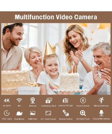Video Camera Camcorder, 4K Video Camera for YouTube Auto Focus 64MP 60FPS 4.0" Touch Screen 18X Zoom Digital Camera with WIFI, Microphone, Handhold Stabilizer, 64G SD Card, Fill Light, Remote Control Black 01 - Buy Online on GoSupps.com