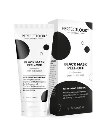 Perfect Look London Peel Off Face Masks Intensive Purifier Bamboo Charcoal Fighting Formula for Blackhead Removal and Deep Skin Clean Carbon Activated for Maximum Cleansing