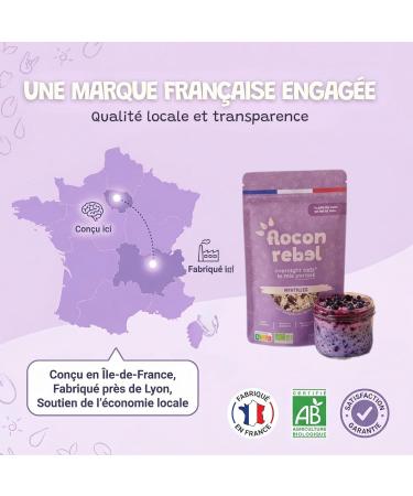 FLOCON REBEL Overnight Oats | Myrtilles 10 Petits D jeuners Sains et Rapides | Porridge Froid | Flocons d Avoine | Riche en Fibres Source de Prot ines Bio Sans Sucre Ajout - 10x45g Myrtilles 45 g (Lot de 10) - Buy Online on GoSupps.com