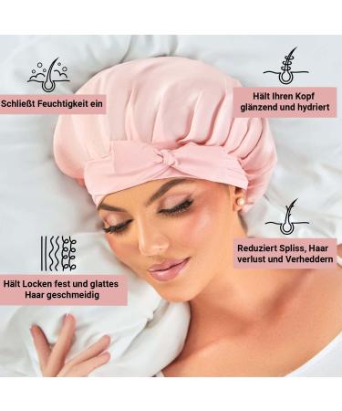 100% Mulberry Silk Sleep Cap | Breathable & Adjustable Silk Bonnet for Women | Pink Silk Hair Wrap | Curly Hair Night Cap - Buy Online on GoSupps.com