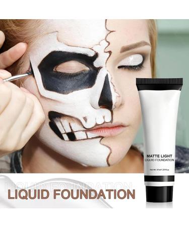 White Face Paint | Liquid Foundation - Matte Fluid 37ml Anti-Smear Long-Lasting for Adult Children Party Scene Halloween Cosplay - Buy Online on GoSupps.com