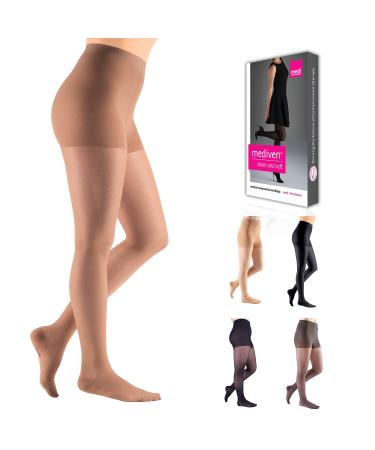 mediven sheer & soft for Women 15-20 mmHg Panty Closed Toe Compression Stockings Natural II-Standard Natural II