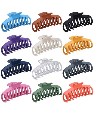 12 Pcs Large Hair Claw Clips Non-slip 4.3 Inch Big Banana Hair Claw Clips for Women Girls , Strong Hold clips for Thick Thin Hair Christmas Gift for Women Girls