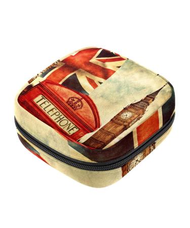 Menstrual Pad Bag with Zipper Ladies Napkin Pouch Tampons Collection Bag for Women and Girls (London Big Ben)