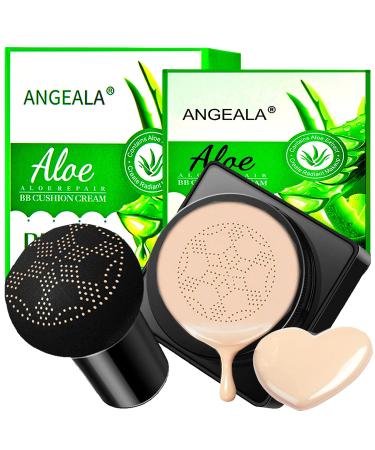 Dazyteai ALOE Cushion CC Cream Mushroom Head Foundation  Moisturizing BB Cream Makeup Long (natural color  Ivory white) (1NATURAL COLOR)