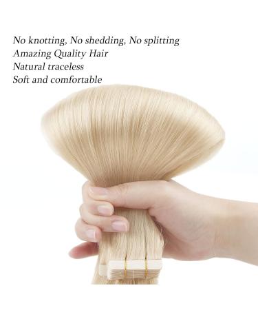 Real Remy Hair Tape Extensions - Platinum Blonde #60 - 20 Pieces 50g 45 cm - Invisible & Reusable - Buy Online on GoSupps.com