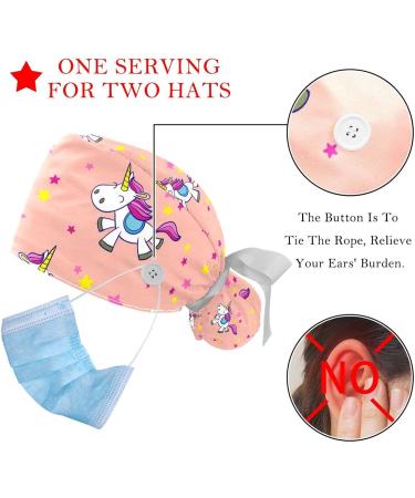 Football Print Scrub Caps for Women - 2PCS Bouffant Working Hats with Ponytail Holder | Pattern 06 - Buy Online on GoSupps.com