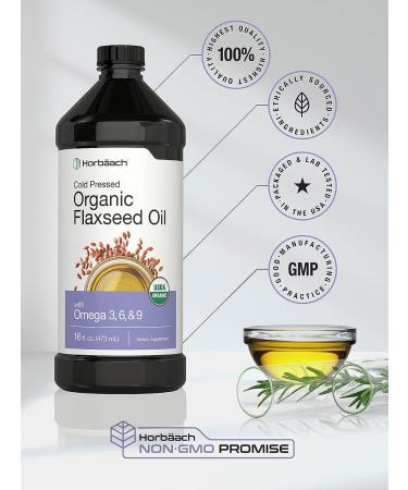 Organic Flaxseed Oil 3 Pack - Cold Pressed 16 fl oz - Omega 3 6 9 - Vegetarian Non-GMO Gluten Free Liquid by Horbaach - Buy Online on GoSupps.com