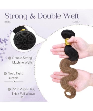 Buy 7A Virgin Body Wave Brazilian Hair Bundles - 18 Ombre #1BT30 Natural Black Light Auburn Extensions - Buy Online on GoSupps.com
