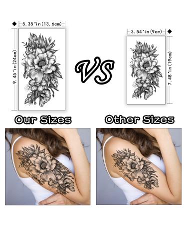 Yazhiji 49 Large Flowers Butterflies Crown Temporary Tattoos - Waterproof Fake Tattoos for Women, Girls, Kids, and Adults - Buy Online on GoSupps.com