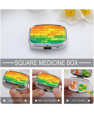 Rainbow Brick Wall Pill Box - 2 Compartment Portable Organizer for Vitamins & Medication - Buy Online on GoSupps.com