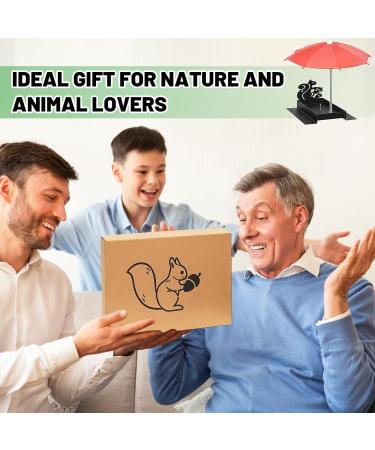 Giyiprpi Squirrel Feeder Metal Squirrel Feeder for Outdoor Use with Umbrella and Corn Stand Outdoor Hanging Squirrel Chipmunk Feeding Station (Black) - Buy Online on GoSupps.com