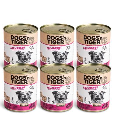 Dogs'n Tiger Adult Dog Food 6 x 800g Cans Pet-Friendly Formula with 67% Meat + Flaxseed Oil + Herbs - No Sugar Artificial Flavours Lamb & Parsnips