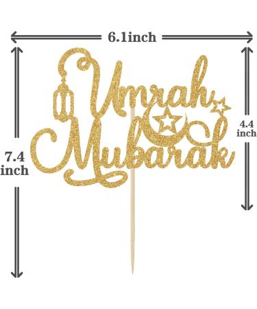 Gold Glitter Umrah Mubarak Cake Topper Happy Eid/Eid Mubarak/Ramadan Mubarak Festival Ramadan Party DecorationsSupplies Gold Umrah Mubarak - Buy Online on GoSupps.com