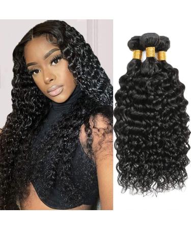 vallbest Brazilian Hair Water Wave Bundles 100% Unprocessed Virgin Human Hair Bundles (14 16 18 Inch) 10A Brazilian Water Wave Wet and Wavy Human Hair 3 Bundles for Black Women Water Wave Bundles 14 16 18