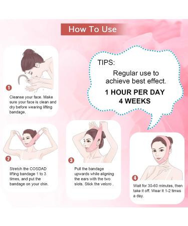 COSDAD Reusable Double Chin Reducer Chin Strap - V Line Lifting Mask for Women | Innovative Lifting Technology | Breathable & Comfortable - Soft Pink - Buy Online on GoSupps.com