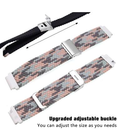 Abanen for Garmin Venu Sq / Venu 2 Plus / Vivoactive 3 Braided Loop Watch Bands  20mm Elastic Soft Stretchy Nylon Wristband Strap with Adjustable Clasp for Garmin Vivomove 3 Approach S40 Grey Pink - Buy Online on GoSupps.com