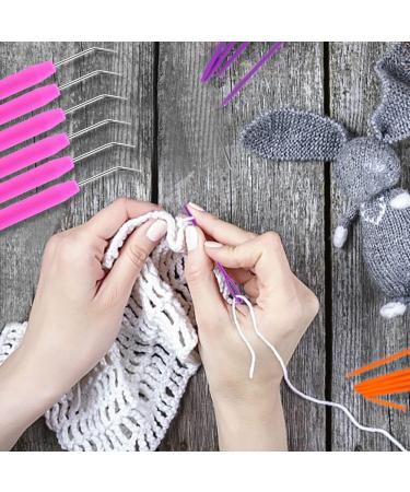 Loom Knit Hook Set - 8 Pcs Pink Crochet Needle Kit with 12 Colorful Plastic Needles - Buy Online on GoSupps.com