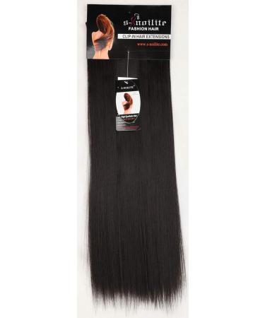 S-noilite 8 Clip-in Hair Extensions 58cm/22.8 inches Black Black 23 Inch - Smooth & Soft Natural Hair - Buy Online on GoSupps.com