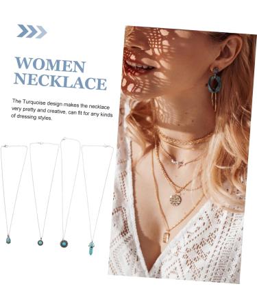 HOOTNEE 1 Set Layered Necklace Girl Accessories Turquoise Necklace for Girls Women Girl Necklace Grace Miss - Buy Online on GoSupps.com