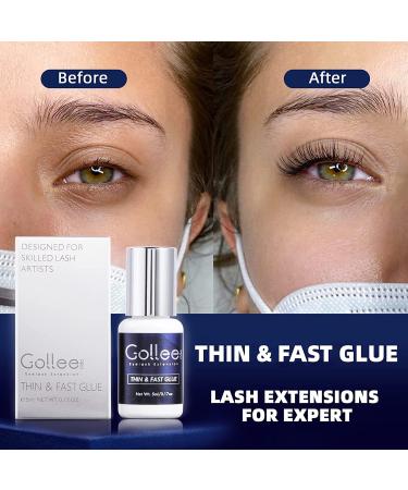 Golle Eyelash Adhesive - Waterproof Eyelash Glue for Extensions | No Tears Formula | Fast-Drying (0.17 fl. oz) | Max Bond 6-7 Weeks - Professional Use Only - Buy Online on GoSupps.com