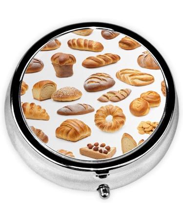 Painted Bread Printed Mini Round Pill Box | 3 Compartment Travel Medicine Organizer | Portable Pill Case for Home & Office - Buy Online on GoSupps.com