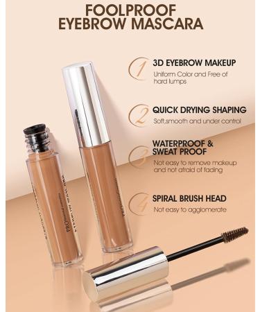 Lestpola Waterresistant longlasting smudgeproof liquid eyebrow mascara tinted eyebrow gel volumizing strengthening eyebrow mascara with eyebrow shaving brush 05 taupe - Buy Online on GoSupps.com