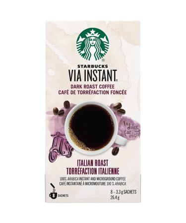 Starbucks Via Instant Italian Roast Dark Roast Coffee 8 Count Italian Roast Italian Roast 3.3 g (Pack of 8)