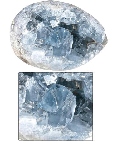 Mookaitedecor Natural Celestite Healing Crystal Cluster Geode Druzy Stone | Blue Raw Crystal | Reiki Gemstone Specimen Home Decor | 1pc Celestite (220-300g) - Buy Online on GoSupps.com