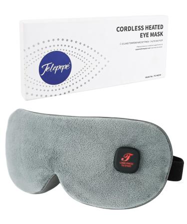 Cordless Heated Eye Mask 1000mAh Rechargeable Battery Warm Eye Compress for Dry Eyes Blepharitis Gifts for Friends Travel Washable Cover(Grey)