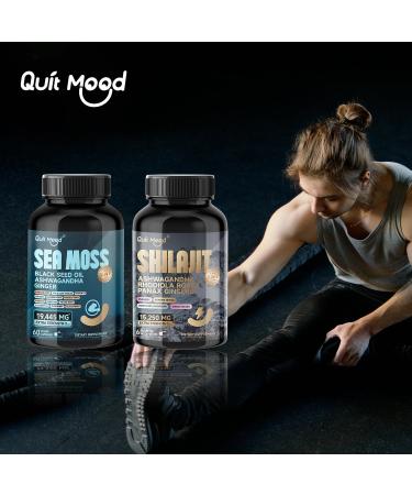 Sea Moss and shilajit Bundle 120 Capsules, with Seamoss, Black Seed Oil, Ashwagandha, Ginger, Burdock Root, Turmeric, Black Pepper Healthcare Dietary, All-in-One Multivitamin Combo Black Seed Oil - Buy Online on GoSupps.com