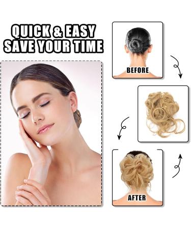 Long beard ball head wig bun grab clip Fluffy natural scrunchie bridal cocktail hairpin Messy Hair Bun Extensions Curly Wavy Hair Scrunchies claw Clip Messy Bun Hairpiece (Golden yellow) - Buy Online on GoSupps.com