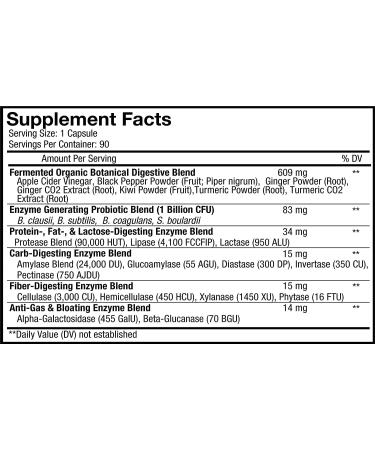 Codeage Fermented Digestive Enzymes Supplement - Probiotics Prebiotics Vitamins - 90 Capsules - Buy Online on GoSupps.com