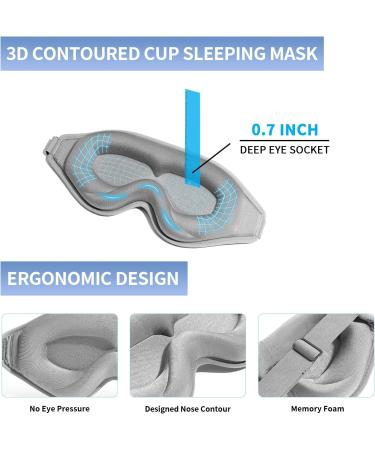 Blockout Light 3D Eyelash Protector Sleep Mask in Gray - Adjustable Strap for Women and Men - Ideal for Sleeping, Meditation, Yoga, and Travel - Buy Online on GoSupps.com