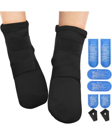 MEDLOT Foot Ankle Ice Pack Cooling Socks with 6 Reusable Gel Packs and Strap Hot Cold Therapy Compression Wrap for Heel Pain Achilles Tendonitis Relief Plantar Fasciitis Swelling Sprain