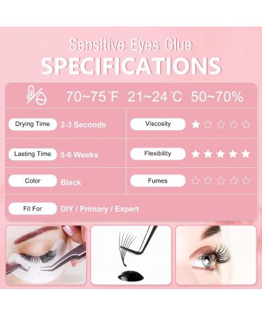 INMISS Sensitive Lash Extension Glue | No Fume | 2-3 Sec Drying Time | DIY Individual Eyelash Adhesive for Self & Professional Application | 0.34fl.oz / 10 ml - Buy Online on GoSupps.com