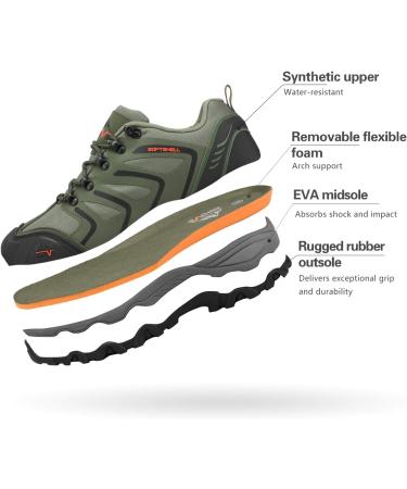 Nortiv 8 Men's Waterproof Hiking & Trekking Shoes - Outdoor Climbing Footwear in Army Green Black & Orange (EU 43) - Buy Online on GoSupps.com