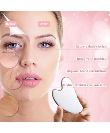 Gua Sha Stainless Steel Tool | Topnpeko Face Massager for Tension Relief & Slimming | Silver Heart Shape Beauty Tool - International Shipping - Buy Online on GoSupps.com