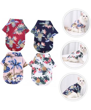 Nusitou 4-Piece Green Hawaii Pet Shirt Set - Fashionable Summer Dog T-Shirts & Blouses for Boys - Buy Online on GoSupps.com