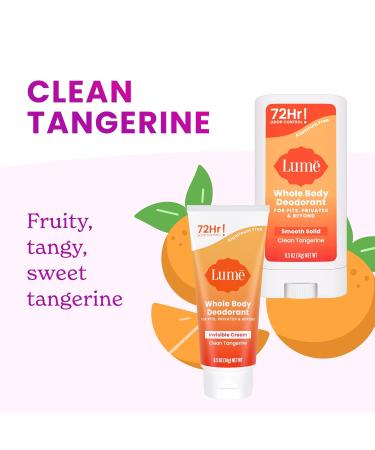 Lume Whole Body Deodorant - Invisible Cream + Solid Stick Mini Bundle - 72 Hour Odor Control - Aluminum & Baking Soda Free Skin Loving - 0.5 Ounce Each - Travel Trial Size Minis (Clean Tangerine) - Buy Online on GoSupps.com
