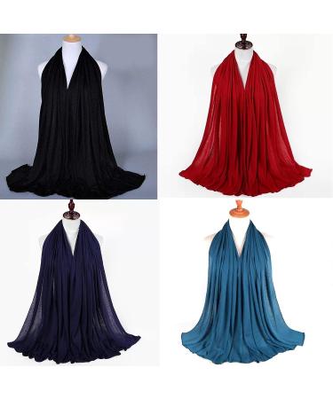 Youme Stretch Jersey Turban Head Wrap for Women - Soft, Breathable Scarf in Black, Navy Blue, Red - Buy Online on GoSupps.com