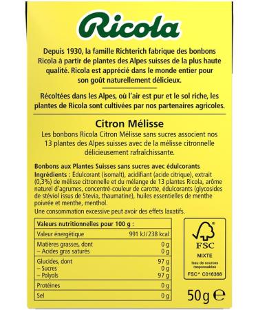 Ricola - Sweets with Swiss Plants - Lemon Lemon Scent - Gourmet and Refreshing - Sugar Free - Pack of 20 Boxes of 50g - Buy Online on GoSupps.com