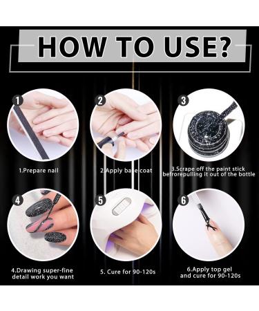 Rechoo 6PCs Glitter Gel Nail Polish Set | Sparkly UV Gel Liner & Base Colors for Nail Art Design - Buy Online on GoSupps.com