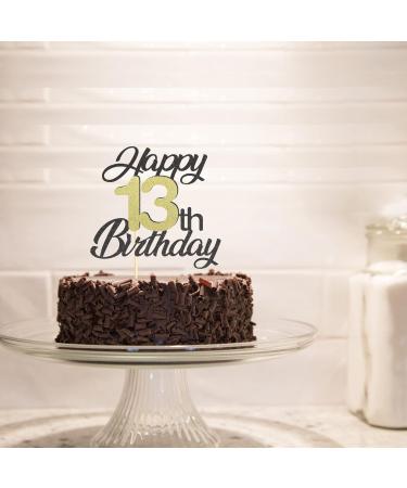 Sumerk 13th Birthday Cake Attachments - Gold & Black Party Decorations | 1 Pack Cake Lid & Accessories - Buy Online on GoSupps.com