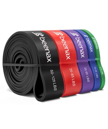 Beenax Resistance Bands Pull Up Assist Bands Set - Thick Heavy Different Levels Workout Exercise Bands for CrossFit Powerlifting Muscle and Strength Training Stretching Mobility Yoga - Men Women Set of 5 (5-125 LBS)