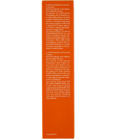 Korff Sun Secret Face Fluid Spf30 Soft Texture Fluid Cream High Uvb and Grape Protection Biodegradable Water Resistant 50 ml - Buy Online on GoSupps.com