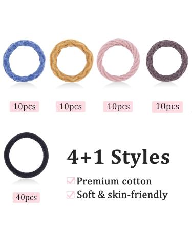 80 Cotton Hair Ties for Women | Multicolored & Black Elastic Hair Bands | Perfect Ponytail Holders - Buy Online on GoSupps.com