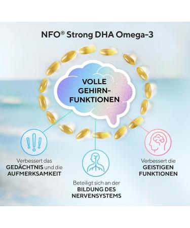NFO Strong DHA Omega 3 - High-Dose Fish Oil Capsules (90) | Pure DHA Rich Triglycerides with Vitamin E - Wild-Caught Fish from Finland - Buy Online on GoSupps.com